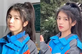 新疆女高中生高马尾干净利落，五官标致犹如洋娃娃：谁的白月光视频封面