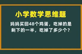 小学数学思维题：48个鸡蛋，吃掉的是剩下的一半，吃掉了多少个呢视频封面