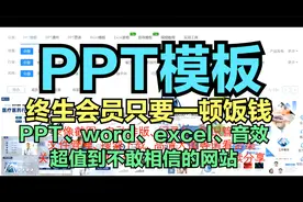 PPT模板全站任意下载，终生会员只要一顿饭钱