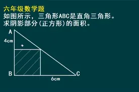 小学六年级数学题：如图所示，求阴影部分（正方形）的面积视频封面