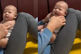 宝宝看到妈妈一脸兴奋，扭头对着爸爸一脸嫌弃：已经很给面子了视频封面