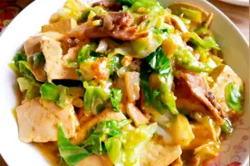 肉炒豆腐圆白菜家常做法，学会这2个步骤，美味可口有营养