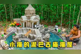暖男为小奶猫建屋子，做了一间古庙猫屋，又好看又好玩！视频封面