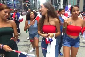 美国纽约曼哈顿，美籍多米尼加人庆祝多米尼加日的游行活动视频封面
