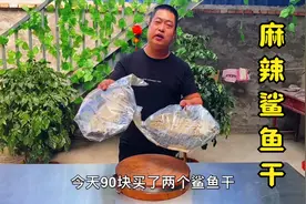 90买2条鲨鱼干，第一次尝试麻辣鲨鱼干，这味道不好形容太咸太腥视频封面