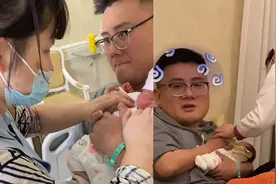 新手爸爸第一次抱娃，吓得身体僵硬不敢呼吸，表情令人哭笑不得！视频封面