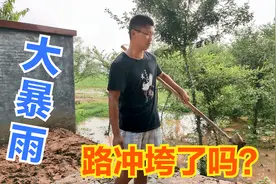 老家突降大暴雨，刚修的水泥路经得住考验吗？家门口快被淹了！视频封面