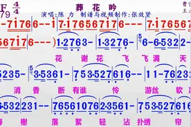 陈力演唱怀旧经典歌曲《葬花吟》的同步动态彩色简谱视频封面