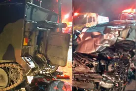 韩国私家车追尾美军装甲车 车头变形严重成废铁：4名平民死亡视频封面