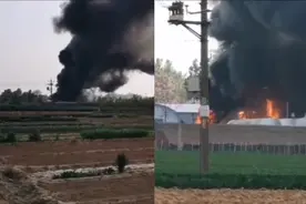 突发！安阳一稀料厂着火火势猛烈，现场黑烟可能危害人体！视频封面