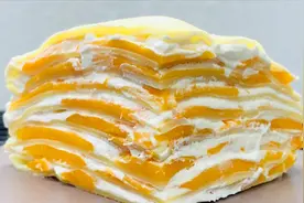 教你用平底锅做芒果千层蛋糕，浓浓奶香味，咬一口满满甜美的味道视频封面