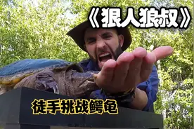 狠人狼叔徒手挑战鳄龟，手指差点成了零食，真是用生命在征服荒野视频封面