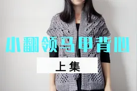 钩针编织，成人款小翻领马甲背心，领子可以随意调整（上集）视频封面