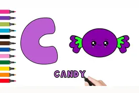 英语字母C宝宝学英语可爱小糖果Candy简笔画English Alphabet ABC