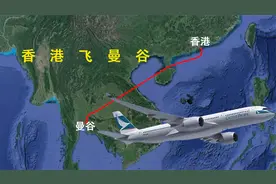地图模拟香港飞曼谷，穿越南海北部，直飞东南亚，全程1692公里