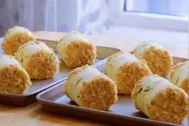 1小时制作，用好食材复刻街头风，烘焙店招牌香葱火腿肉松蛋糕卷视频封面