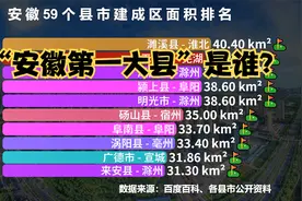 安徽省59个县（市）建成区面积排名，前5名里，合肥占了4个视频封面