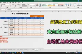 Excel制作工作进度表，自动显示工作进度，自动汇总未完成任务视频封面