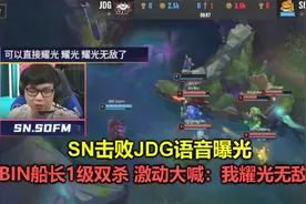 SN击败JDG语音曝光，阿BIN一级双杀，sofm激动大喊：直接耀光无敌视频封面