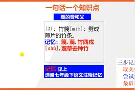 【七年级下册语文】15秒快速记忆篾的音和义视频封面