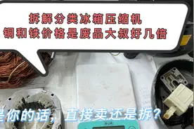 冰箱压缩机收废品给15元不能卖，实际拆解铜和铁称重，价格超几倍