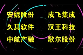 安妮股份，成飞集成，久其软件，汉王科技，中航产融，歌尔股份
