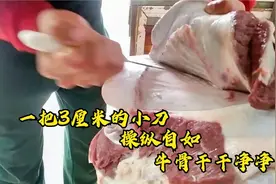 小伙从小跟着父亲卖牛肉，拆牛骨的刀功真是一绝，开眼界了视频封面