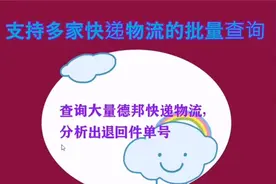 快速查询德邦快递物流，并分析出退回件的单号视频封面