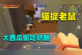 迷你世界：猫捉老鼠！大西瓜变身老鼠偷吃奶酪，却被猫咪埋伏抓到视频封面