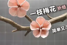 【折纸】一枝“梅花”折纸，真假难辨！做法简单还漂亮！视频封面
