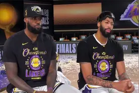勒布朗·詹姆斯和安东尼·戴维斯在湖人赢得NBA总冠军后接受采访视频封面
