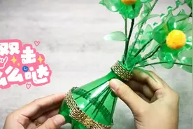 DIY手工教程雪碧瓶花束摆件废物利用变废为宝亲子手工制作素材视频封面