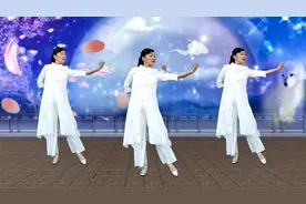 广场舞《白狐》抒情柔美，正背面演示