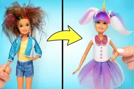 史莱姆DIY：芭比娃娃的万圣节派对！给芭比妹妹做一个独角兽造型