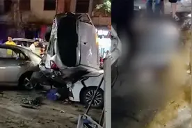 车祸瞬间实拍，揭阳一轿车疯狂连撞8车，致1死2伤，现场一片狼藉视频封面