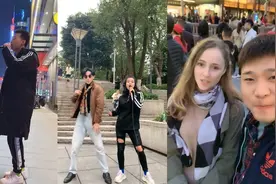 国人唱歌好听没啥特别，小伙街头搭讪国外美女，中文歌唱得很溜！视频封面