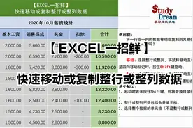 【EXCEL一招鲜】快速移动或复制整行或整列数据视频封面