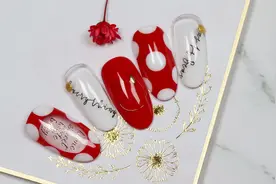 美甲新手教程 可爱复古的波点美甲的画法