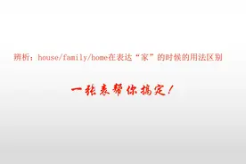 英语词汇辨析：house/family/home在表达“家”时，有何区别呢？视频封面