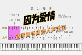 《因为爱情》钢琴双手简谱有声（陈奕迅 王菲）示范视频封面