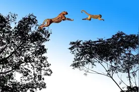 猴子在树上戏耍花豹，上蹿下跳作死不停视频封面