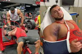 骇人一幕：英国健身小伙儿正卧推220公斤，胸肌突然“弹出”撕裂视频封面