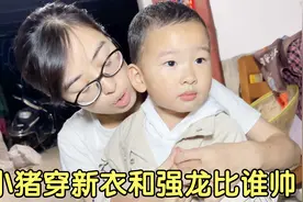 静静给小猪和强龙买新衣服，小猪穿新衣和强龙比帅气，爷爷有话说视频封面