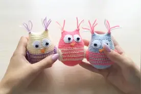 萌萌哒猫头鹰编织教学，棉线钩织的小物件，学习很简单