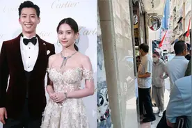 真怀孕了？何超莲窦骁现身街头排队买东西，女方打扮宽松小腹微隆视频封面
