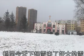 大雪覆盖的东北小城鹤岗，春天里的童话城市！雪这么大还一点不冷