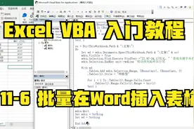 Excel VBA入门教程，批量在Word文档中插入表格，综合案例讲解视频封面