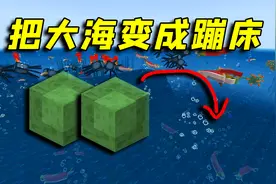 我的世界：如何让整个大海变成蹦床？只需要一招即可！