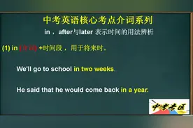 直击中考，快速提分：in,after,later表达时间的用法辨析