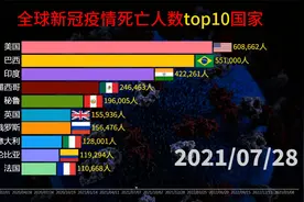 新冠三年多对全球的影响，新冠病毒累计死亡人数top10国家对比